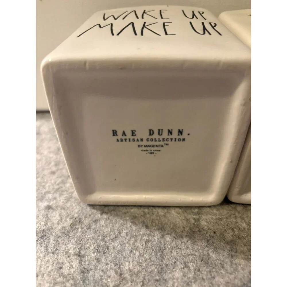 2 Rae Dunn Ceramic Make-up Containers # 3273